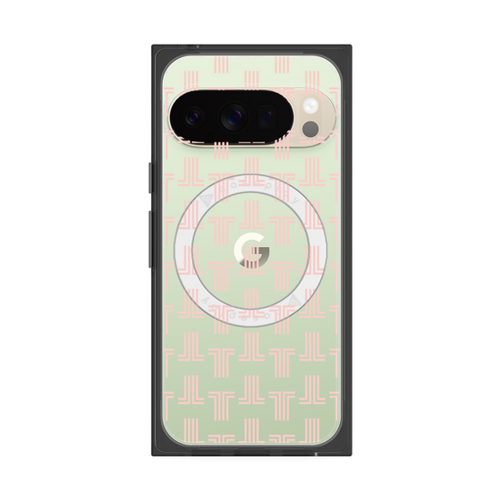 プレミアムスクエアケース with Pixelsnap［ LANVIN en Bleu - Monogram - Pink ］