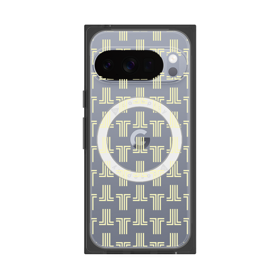 プレミアムスクエアケース with Pixelsnap［ LANVIN en Bleu - Monogram - Yellow ］
