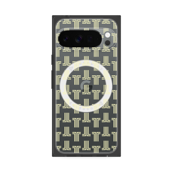 プレミアムスクエアケース with Pixelsnap［ LANVIN en Bleu - Monogram - Yellow ］