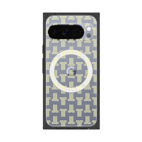 プレミアムスクエアケース with Pixelsnap［ LANVIN en Bleu - Monogram - Yellow ］
