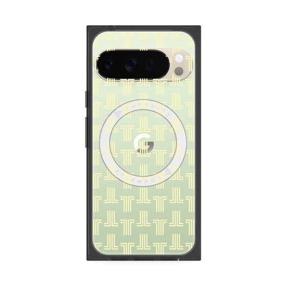 プレミアムスクエアケース with Pixelsnap［ LANVIN en Bleu - Monogram - Yellow ］