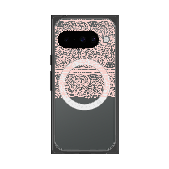 プレミアムスクエアケース with Pixelsnap［ LANVIN en Bleu - Lace - Pink ］