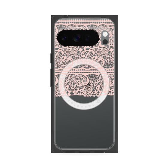 プレミアムスクエアケース with Pixelsnap［ LANVIN en Bleu - Lace - Pink ］
