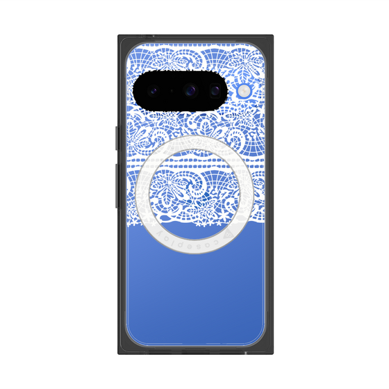 プレミアムスクエアケース with Pixelsnap［ LANVIN en Bleu - Lace - White ］