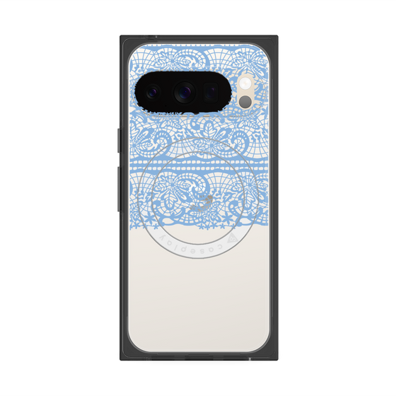 プレミアムスクエアケース with Pixelsnap［ LANVIN en Bleu - Lace - Blue ］