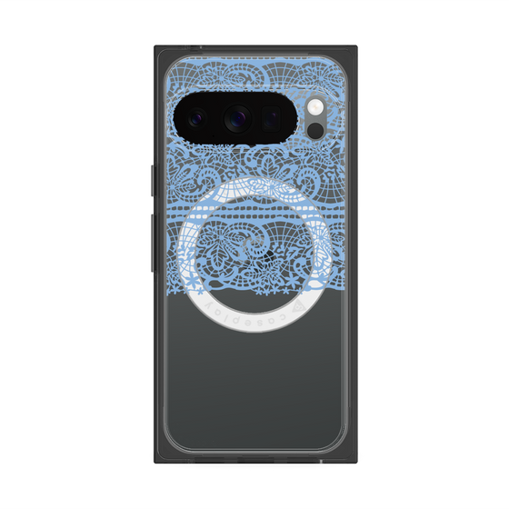 プレミアムスクエアケース with Pixelsnap［ LANVIN en Bleu - Lace - Blue ］