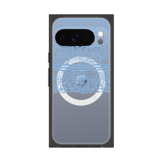 プレミアムスクエアケース with Pixelsnap［ LANVIN en Bleu - Lace - Blue ］
