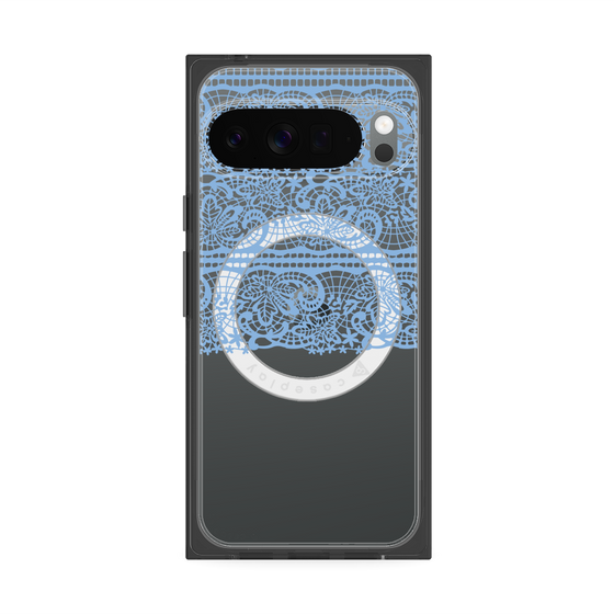プレミアムスクエアケース with Pixelsnap［ LANVIN en Bleu - Lace - Blue ］