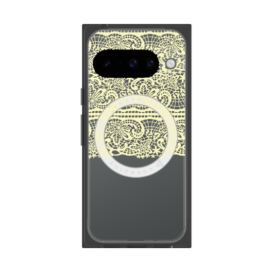 プレミアムスクエアケース with Pixelsnap［ LANVIN en Bleu - Lace - Yellow ］