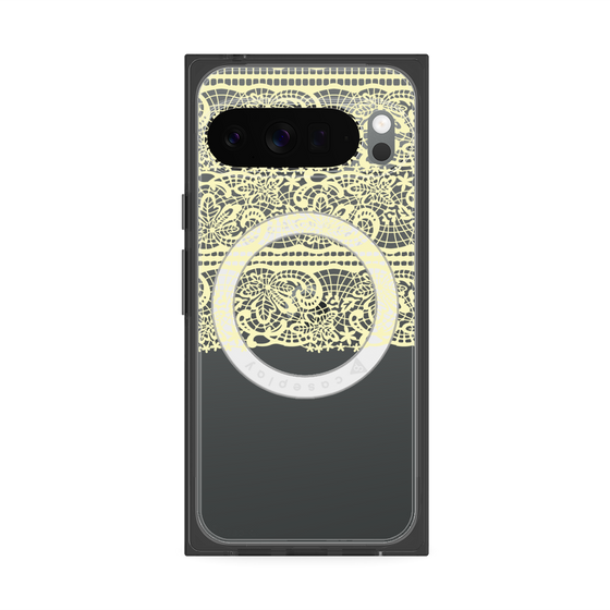 プレミアムスクエアケース with Pixelsnap［ LANVIN en Bleu - Lace - Yellow ］