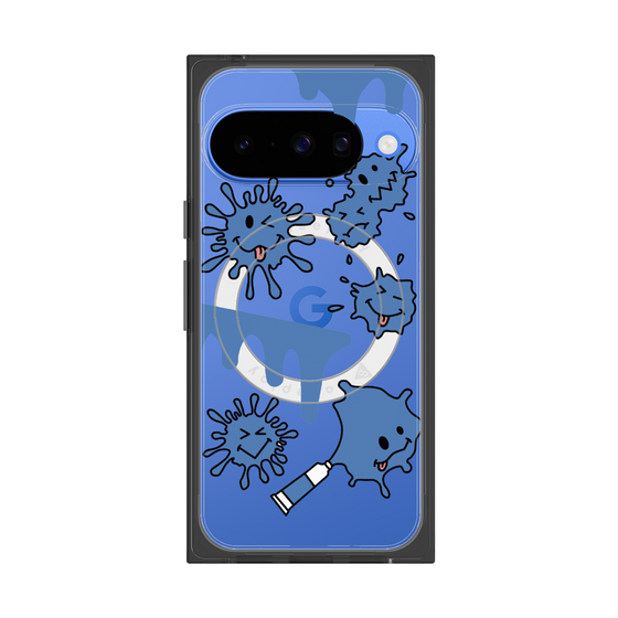 プレミアムスクエアケース with Pixelsnap［ PAINTING SMILE Blue ］