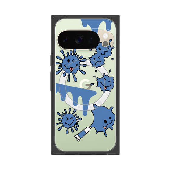 プレミアムスクエアケース with Pixelsnap［ PAINTING SMILE Blue ］