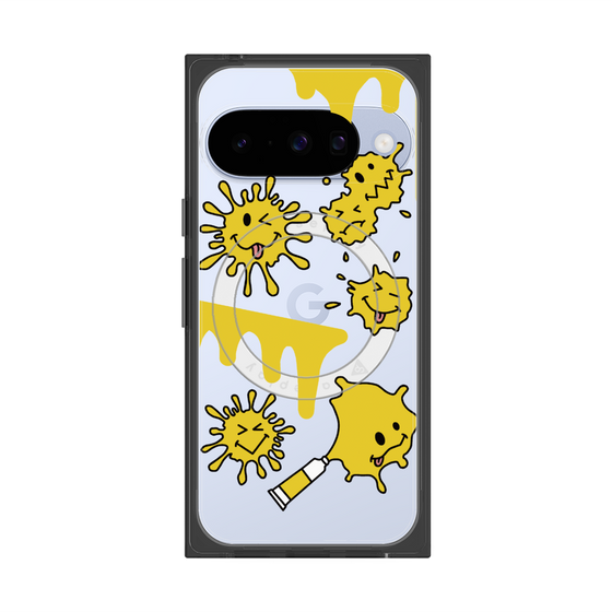 プレミアムスクエアケース with Pixelsnap［ PAINTING SMILE Yellow ］