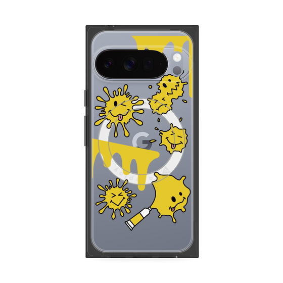 プレミアムスクエアケース with Pixelsnap［ PAINTING SMILE Yellow ］