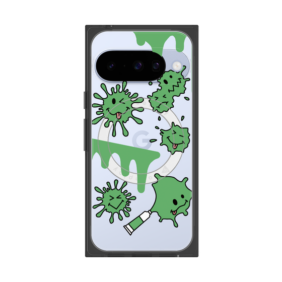 プレミアムスクエアケース with Pixelsnap［ PAINTING SMILE Green ］