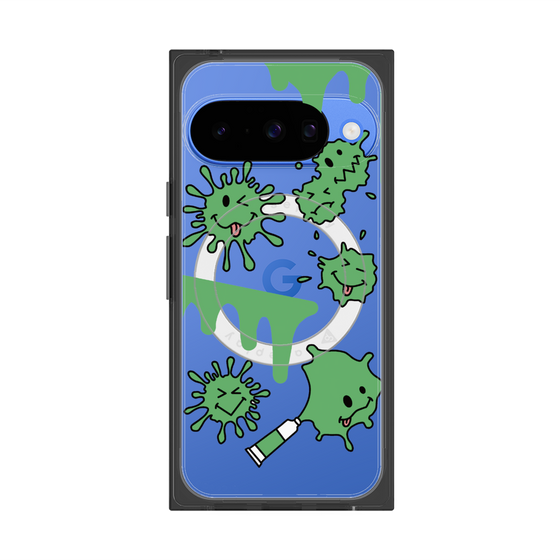 プレミアムスクエアケース with Pixelsnap［ PAINTING SMILE Green ］