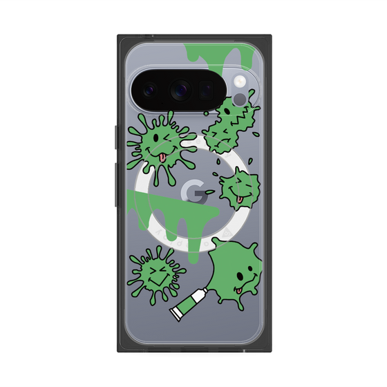 プレミアムスクエアケース with Pixelsnap［ PAINTING SMILE Green ］