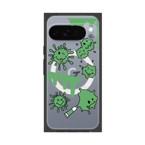 プレミアムスクエアケース with Pixelsnap［ PAINTING SMILE Green ］