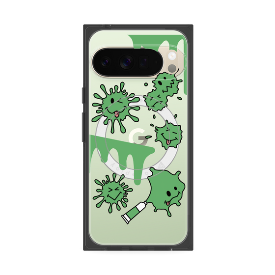 プレミアムスクエアケース with Pixelsnap［ PAINTING SMILE Green ］
