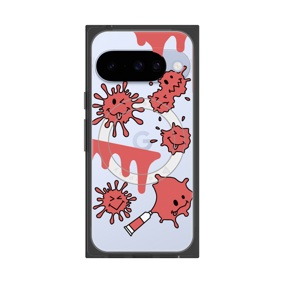 プレミアムスクエアケース with Pixelsnap［ PAINTING SMILE Red ］