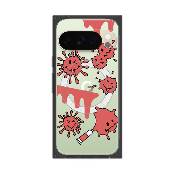 プレミアムスクエアケース with Pixelsnap［ PAINTING SMILE Red ］