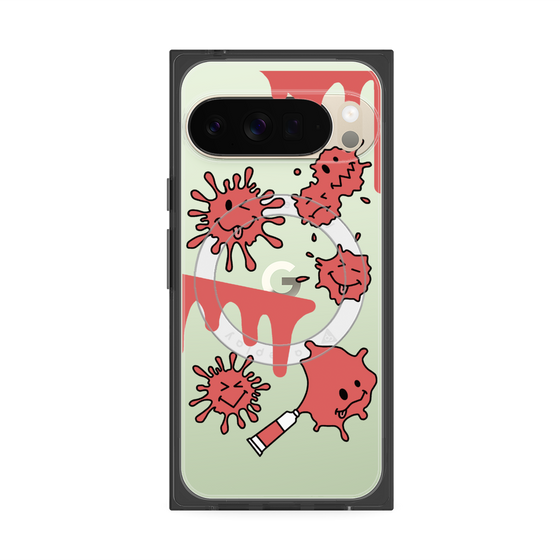 プレミアムスクエアケース with Pixelsnap［ PAINTING SMILE Red ］