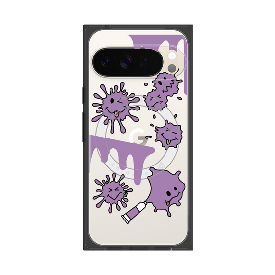プレミアムスクエアケース with Pixelsnap［ PAINTING SMILE Purple ］