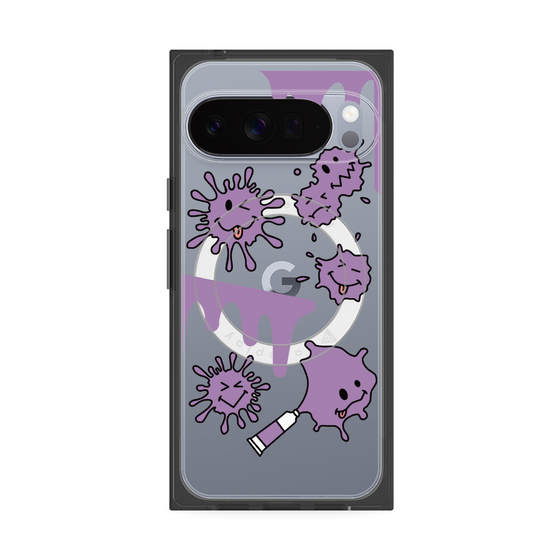 プレミアムスクエアケース with Pixelsnap［ PAINTING SMILE Purple ］