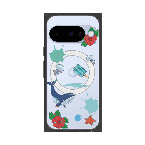 プレミアムスクエアケース with Pixelsnap［ DRAWING PAPER Blue ］