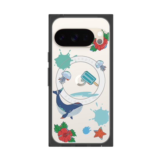 プレミアムスクエアケース with Pixelsnap［ DRAWING PAPER Blue ］