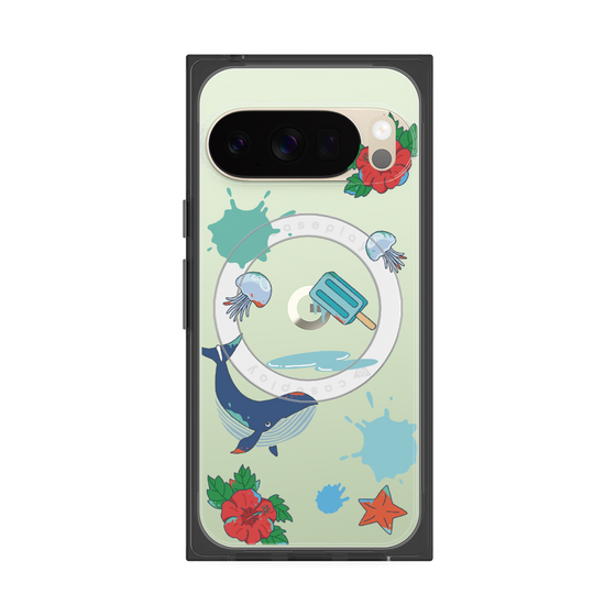 プレミアムスクエアケース with Pixelsnap［ DRAWING PAPER Blue ］