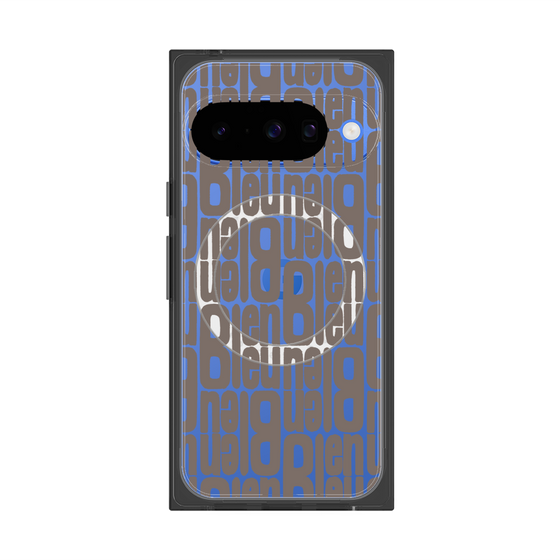 プレミアムスクエアケース with Pixelsnap［ LANVIN en Bleu - Logo Pattern - Black ］
