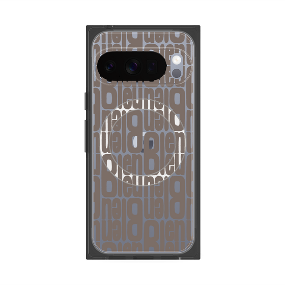 プレミアムスクエアケース with Pixelsnap［ LANVIN en Bleu - Logo Pattern - Black ］
