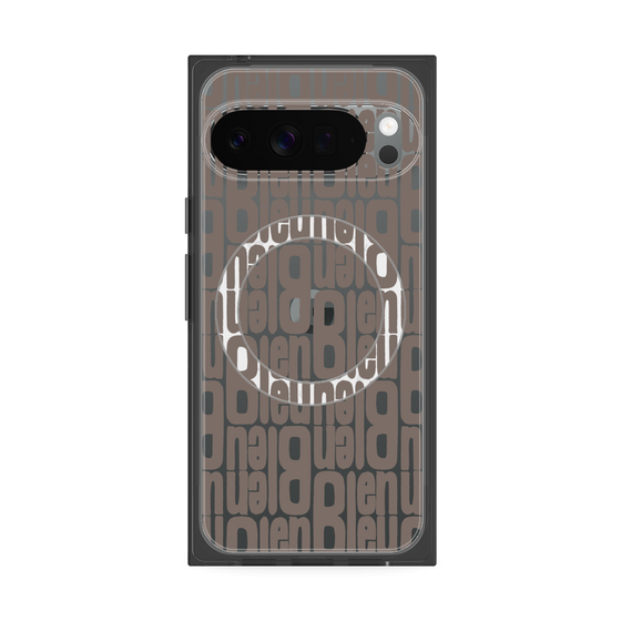 プレミアムスクエアケース with Pixelsnap［ LANVIN en Bleu - Logo Pattern - Black ］