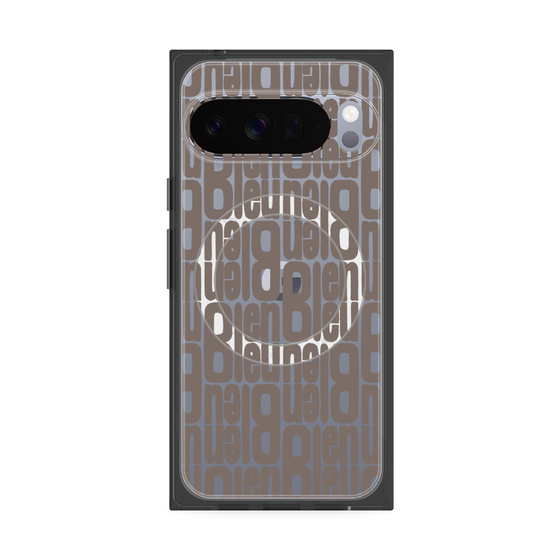 プレミアムスクエアケース with Pixelsnap［ LANVIN en Bleu - Logo Pattern - Black ］