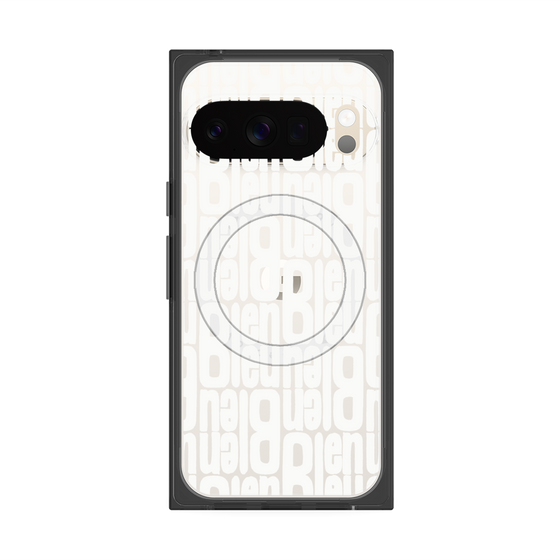 プレミアムスクエアケース with Pixelsnap［ LANVIN en Bleu - Logo Pattern - White ］