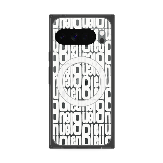 プレミアムスクエアケース with Pixelsnap［ LANVIN en Bleu - Logo Pattern - White ］