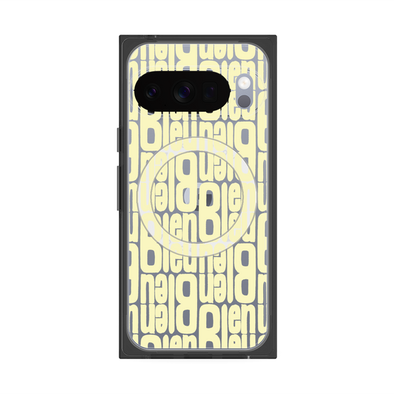 プレミアムスクエアケース with Pixelsnap［ LANVIN en Bleu - Logo Pattern - Yellow ］