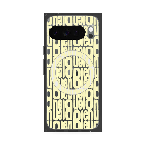 プレミアムスクエアケース with Pixelsnap［ LANVIN en Bleu - Logo Pattern - Yellow ］