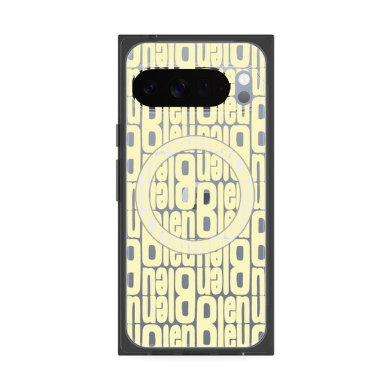 プレミアムスクエアケース with Pixelsnap［ LANVIN en Bleu - Logo Pattern - Yellow ］
