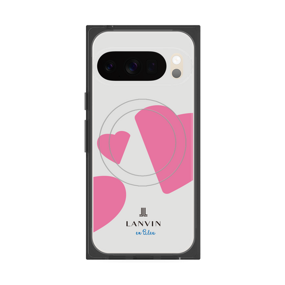プレミアムスクエアケース with Pixelsnap［ LANVIN en Bleu Hearts Pink - ランバン ハート ピンク ］