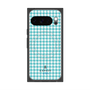 プレミアムスクエアケース with Pixelsnap［ Houndstooth Pattern Blue with LANVIN en Bleu logo- ランバン 千鳥格子柄 ブルー ］
