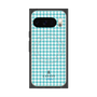 プレミアムスクエアケース with Pixelsnap［ Houndstooth Pattern Blue with LANVIN en Bleu logo- ランバン 千鳥格子柄 ブルー ］