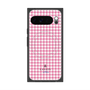 プレミアムスクエアケース with Pixelsnap［ Houndstooth Pattern Pink with LANVIN en Bleu logo- ランバン 千鳥格子柄 ピンク ］