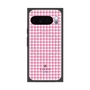 プレミアムスクエアケース with Pixelsnap［ Houndstooth Pattern Pink with LANVIN en Bleu logo- ランバン 千鳥格子柄 ピンク ］