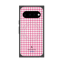 プレミアムスクエアケース with Pixelsnap［ Houndstooth Pattern Pink with LANVIN en Bleu logo- ランバン 千鳥格子柄 ピンク ］