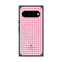 プレミアムスクエアケース with Pixelsnap［ Houndstooth Pattern Pink with LANVIN en Bleu logo- ランバン 千鳥格子柄 ピンク ］
