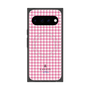 プレミアムスクエアケース with Pixelsnap［ Houndstooth Pattern Pink with LANVIN en Bleu logo- ランバン 千鳥格子柄 ピンク ］