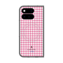 プレミアムスクエアケース with Pixelsnap［ Houndstooth Pattern Pink with LANVIN en Bleu logo- ランバン 千鳥格子柄 ピンク ］