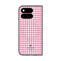プレミアムスクエアケース with Pixelsnap［ Houndstooth Pattern Pink with LANVIN en Bleu logo- ランバン 千鳥格子柄 ピンク ］